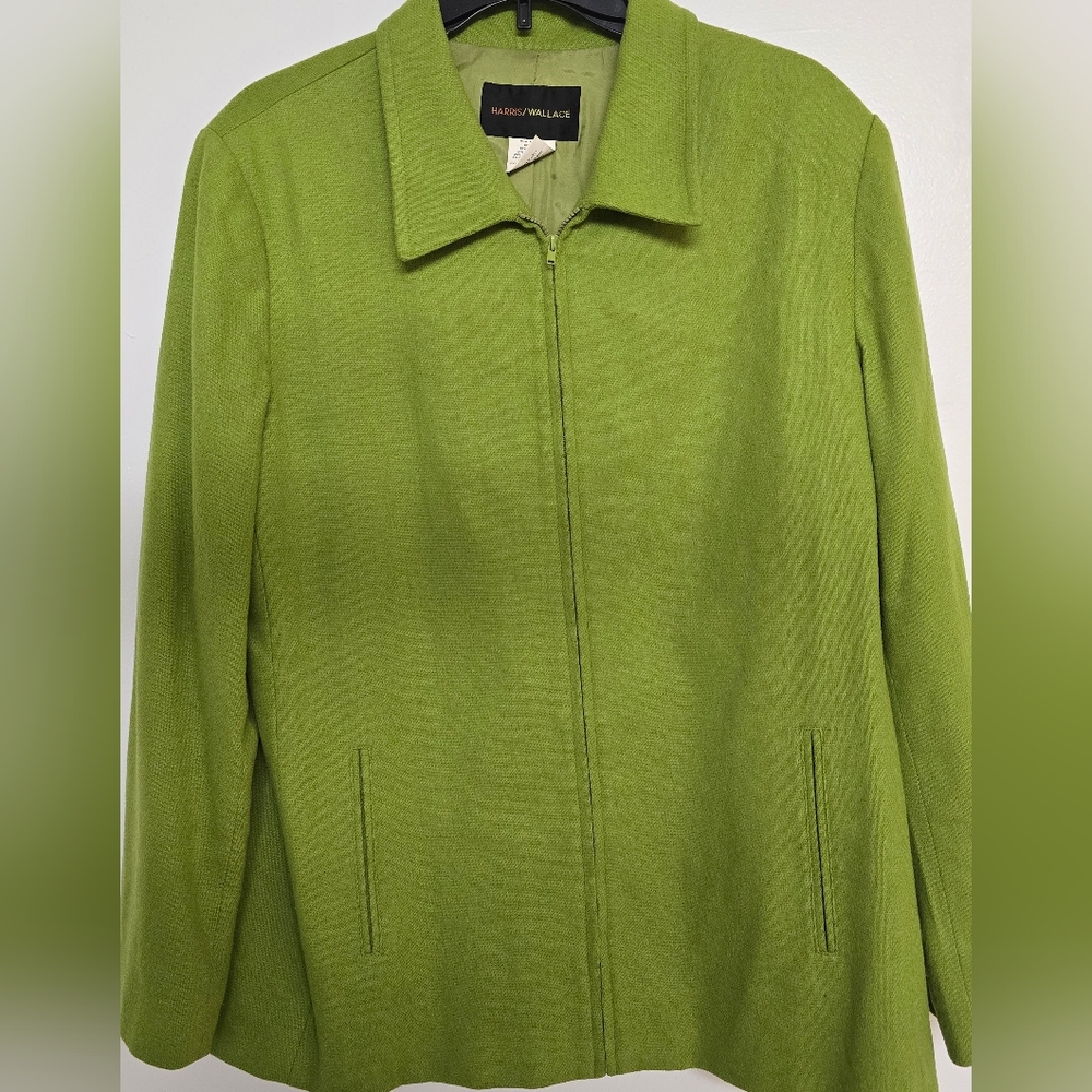Green Wool Blend Zip-Up Jacket - Picture 2 of 8